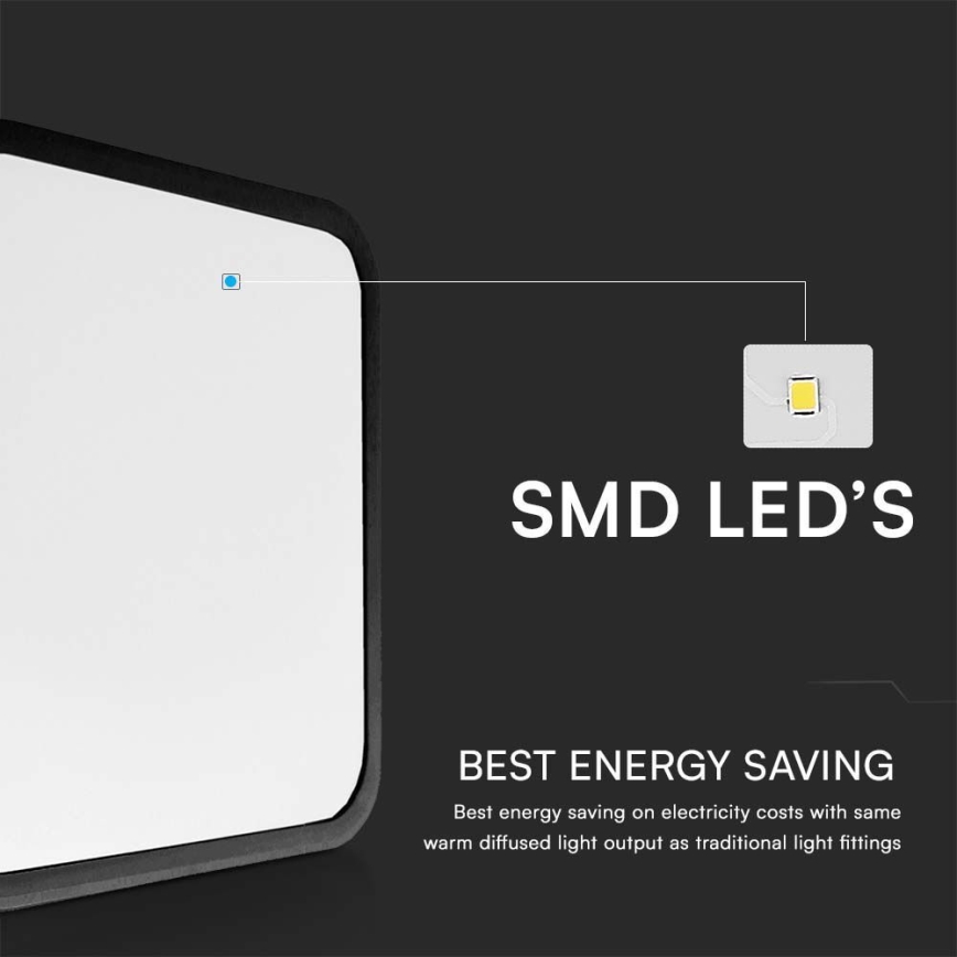 Plafón LED de baño LED/48W/230V 3000K IP44 42x42 cm negro