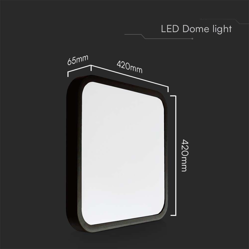 Plafón LED de baño LED/48W/230V 3000K IP44 42x42 cm negro