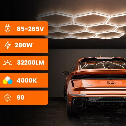 Luminaria de techo LED HEXAGON 350 W 85-265 V 4000 K 313 x 298 cm CRI 90 IP44 blanca