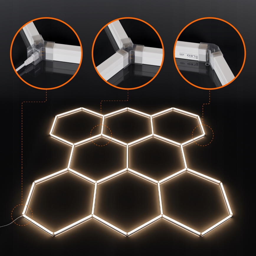 Luminaria de techo LED HEXAGON 350 W 85-265 V 4000 K 313 x 298 cm CRI 90 IP44 blanca