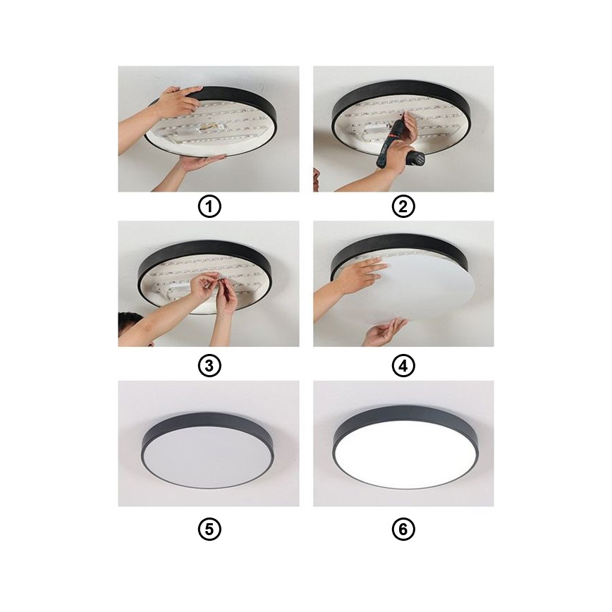 Plafón LED FELIZ LED/40W/230V 4000K diá. 40 cm negro