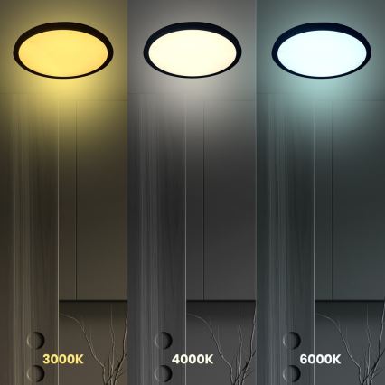 Plafón LED MAQ LED/18W/230V 3000/4000/6500K IP40 negro