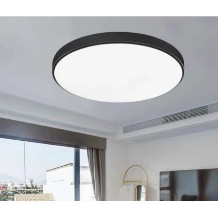 Plafón LED para baño CARTER LED/12W/230V 6000K IP44 Ø 22 cm negro