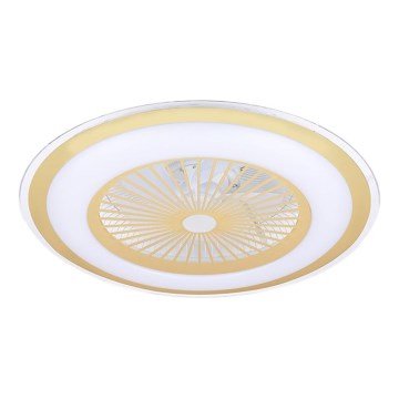 Plafón LED regulable con ventilador ZEPHYR LED/48W/230V 3000-6000K dorado + mando a distancia