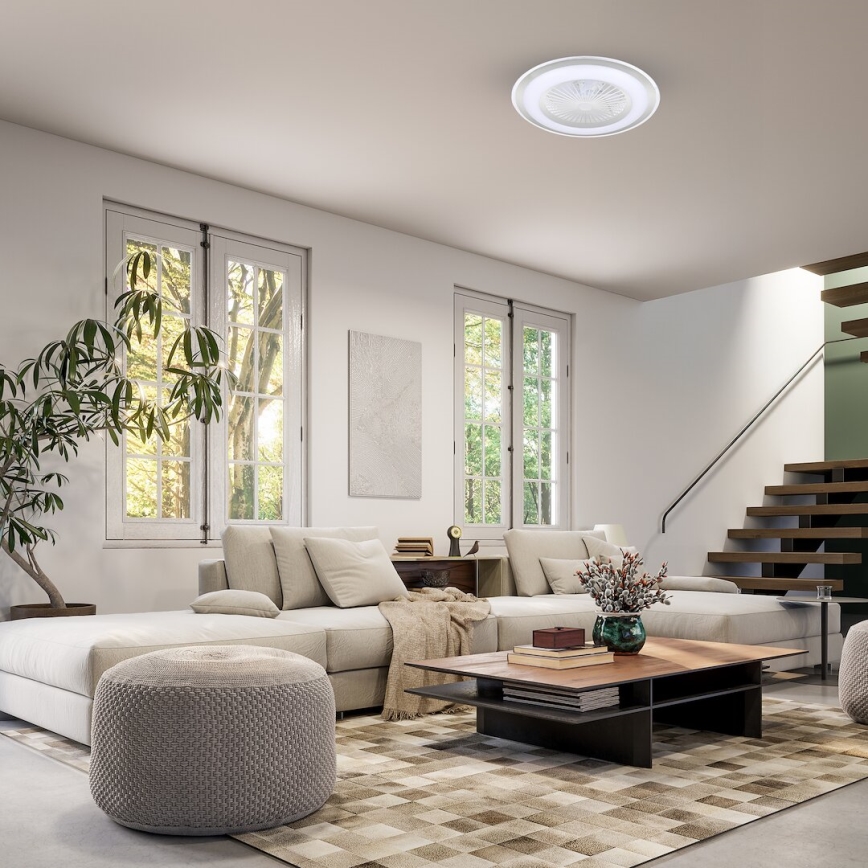 Plafón LED regulable con ventilador ZONDA LED/48W/230V 3000-6000K plata + control remoto
