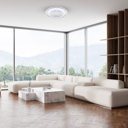 Plafón LED regulable con ventilador ZONDA LED/48W/230V 3000-6000K plata + control remoto