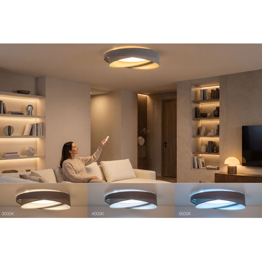 Lámpara de techo LED regulable SMART GALAXY MODERN LED/24W/230V 3000-6500K Ø 55 cm gris/plata + mando a distancia