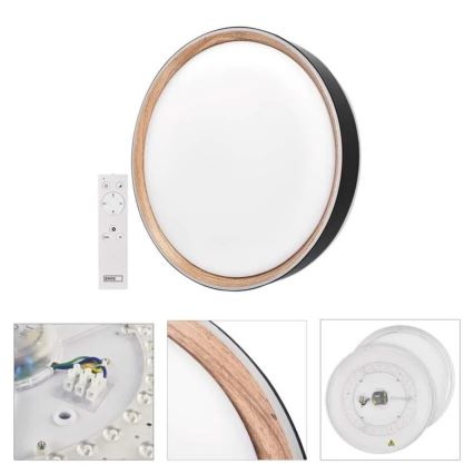Lámpara de techo LED regulable ILVI LED/30W/230V 2700-6500K, diámetro 40 cm, negro/beige + mando a distancia