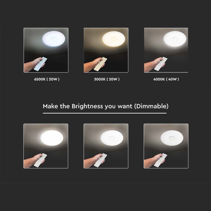 Plafón LED regulable LED/40W/230V 3000/4000/6500K diá. 39 cm + control remoto