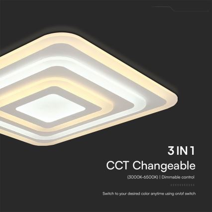 Plafón LED regulable LED/77W/230V 3000-6500K 49,5x49,5 cm + control remoto