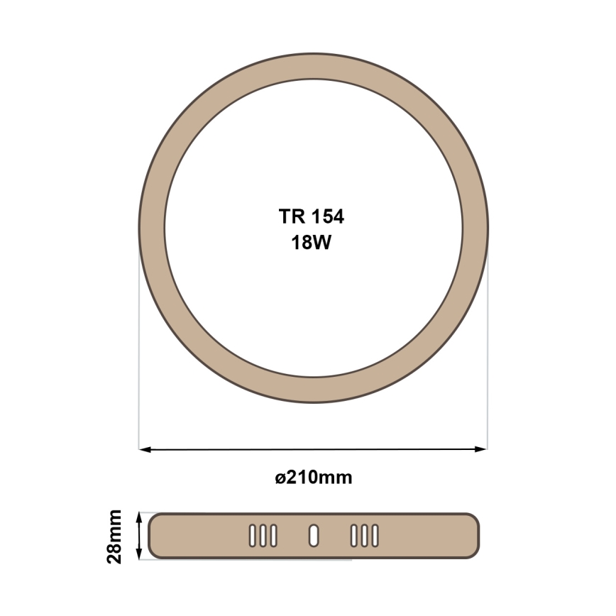 Plafón LED RING LED/18W/230V 4200K diá. 21 cm marrón
