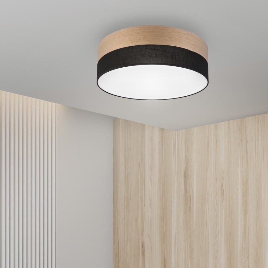 Plafón LED SIRJA WOOD LED/36W/230V diá. 45 cm negro/roble