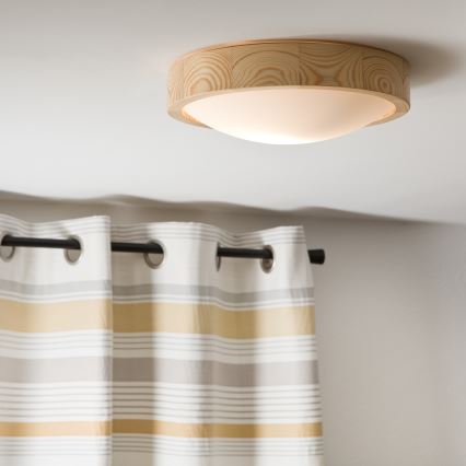 Plafón NATURAL SLIM 1xE27/60W/230V ø 27 cm pino