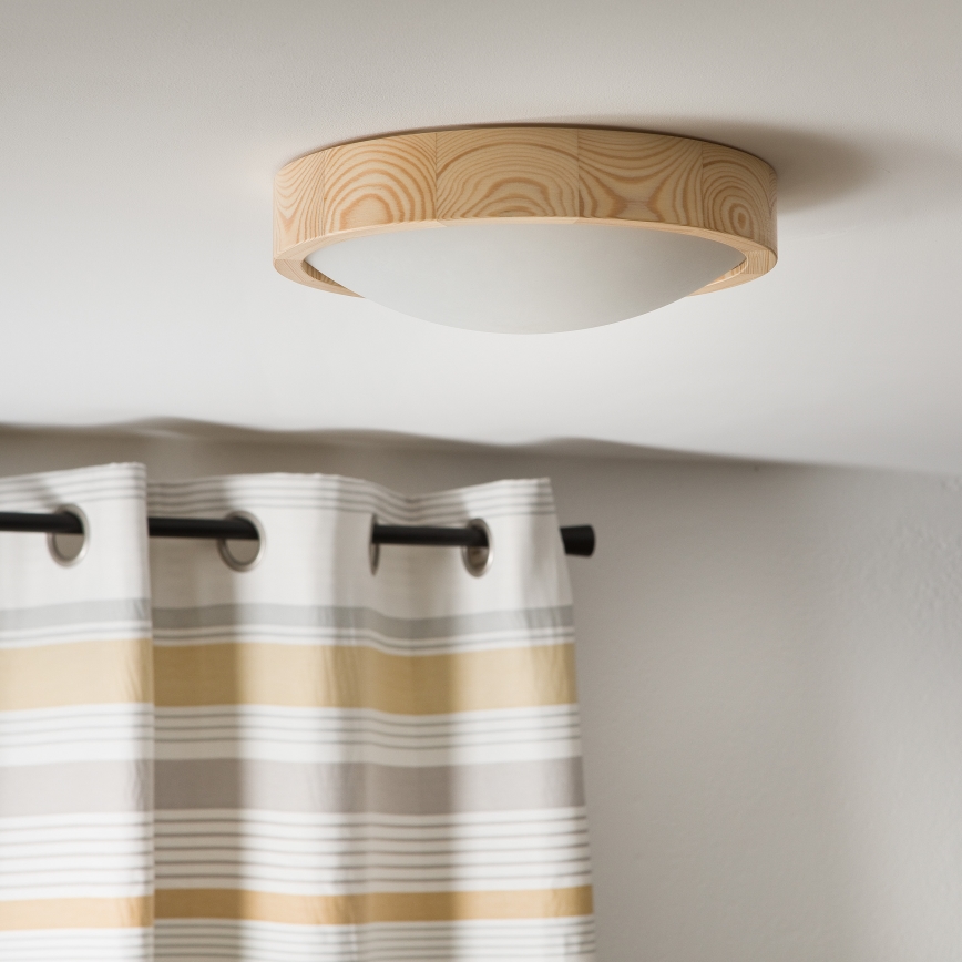 Plafón NATURAL SLIM 1xE27/60W/230V ø 27 cm pino