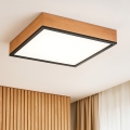Plafón OAK SQUARE 4xE27/15W/230V 48x48 cm roble/negro