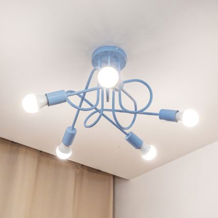 Plafón OXFORD 5xE27/15W/230V azul