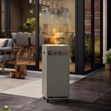 Planika - Chimenea de gas para exteriores 142x36 cm 8kW 1xAAA gris + funda protectora