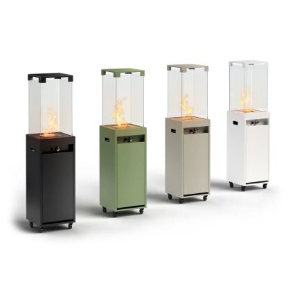 Planika - Chimenea de gas para exterior 142x36 cm 8kW 1xAAA blanco + funda protectora