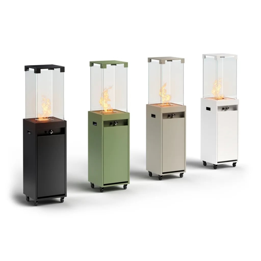 Planika - Chimenea de gas para exterior 142x36 cm 8kW 1xAAA blanco + funda protectora