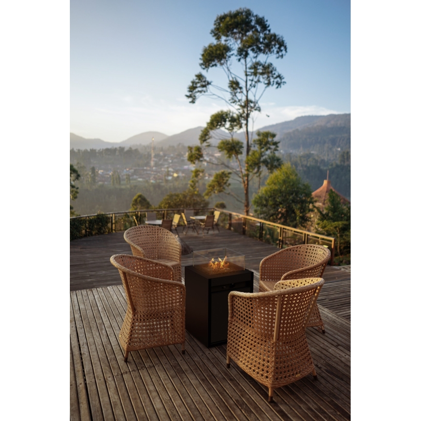 Planika - Chimenea de gas para exterior 79,7x48 cm 10kW 1xAAA negro + funda protectora