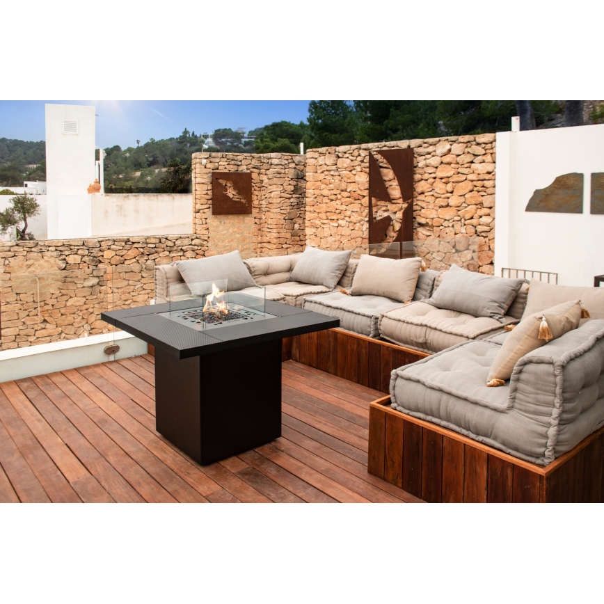 Planika - Chimenea de gas para exterior 79,7x90 cm 10kW 1xAAA negro + funda protectora