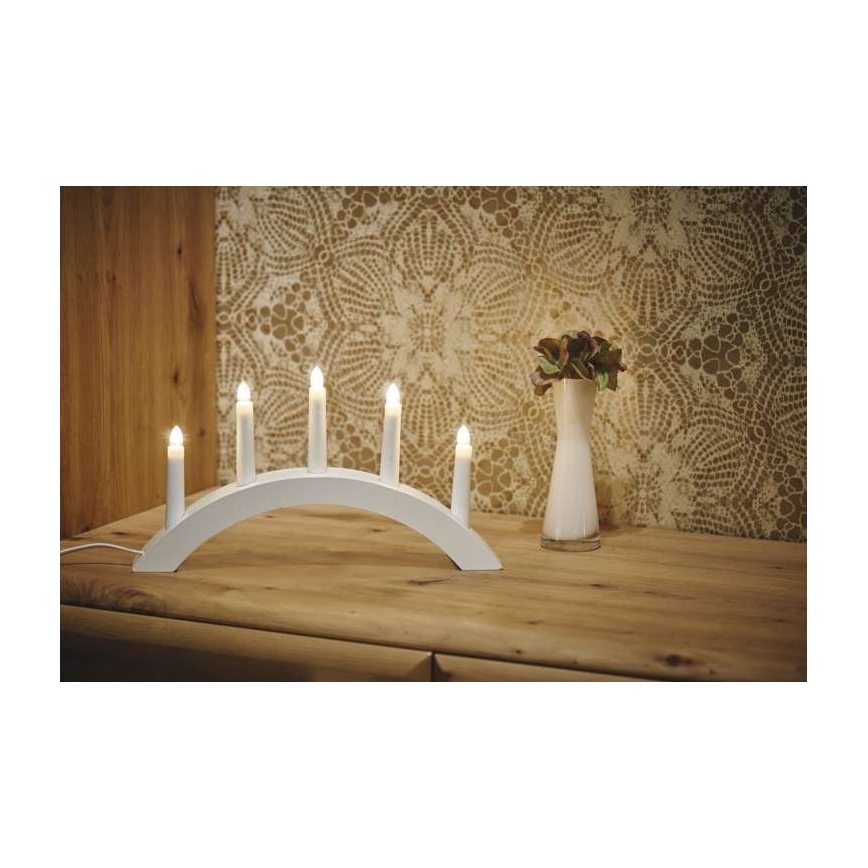 Portavelas de Navidad 5xE10/15W/230V blanco