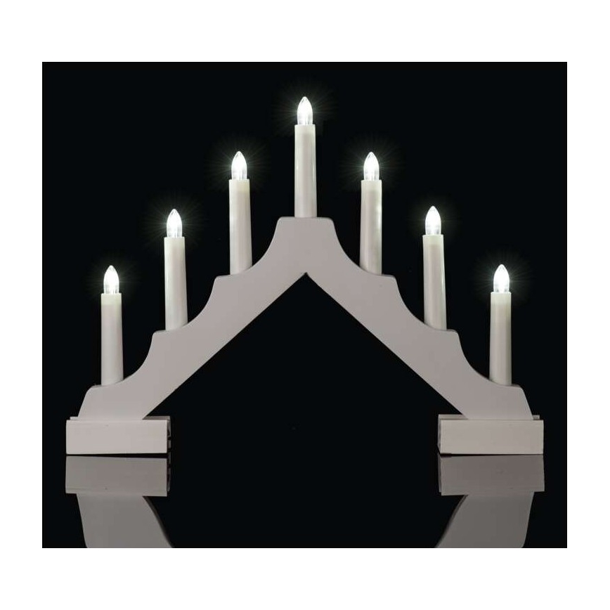 Portavelas de Navidad LED 7xLED/2xAA blanco