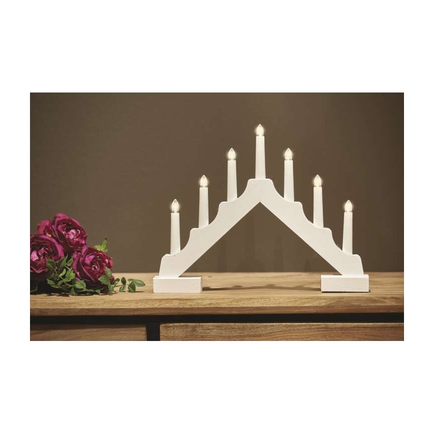 Portavelas de Navidad LED 7xLED/2xAA blanco
