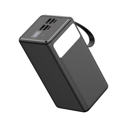 Power bank 60000 mAh 20W Power Delivery 4xUSB-A + 2xUSB-C con linterna LED y cable USB-C 1m negra