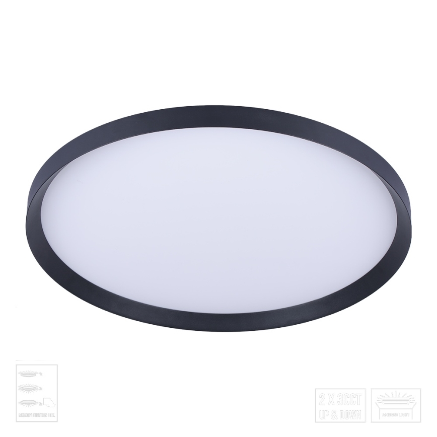 Prezent 17311 - Plafón LED ADRA, 42W/230V + 13W LED, 3000/4000/6000K, Ø 48,5 cm, negro