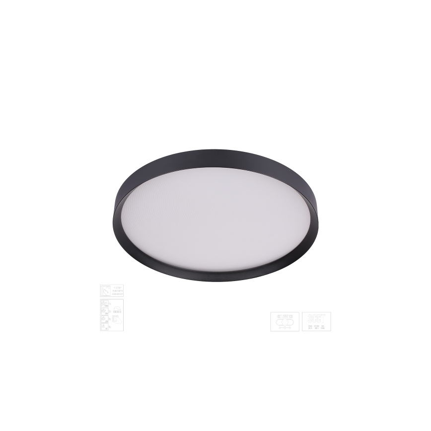 Prezent 17315 - Lámpara de techo LED regulable MAYSA LED/42W/230V 3000/4000/6000K diámetro 48,5 cm negra