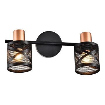 Prezent 75468 - Foco de pared ANTARES 2xE14/40W/230V negro/cobre