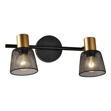Prezent 75471 - Foco de pared DAYTONA 2xE14/40W/230V negro/dorado