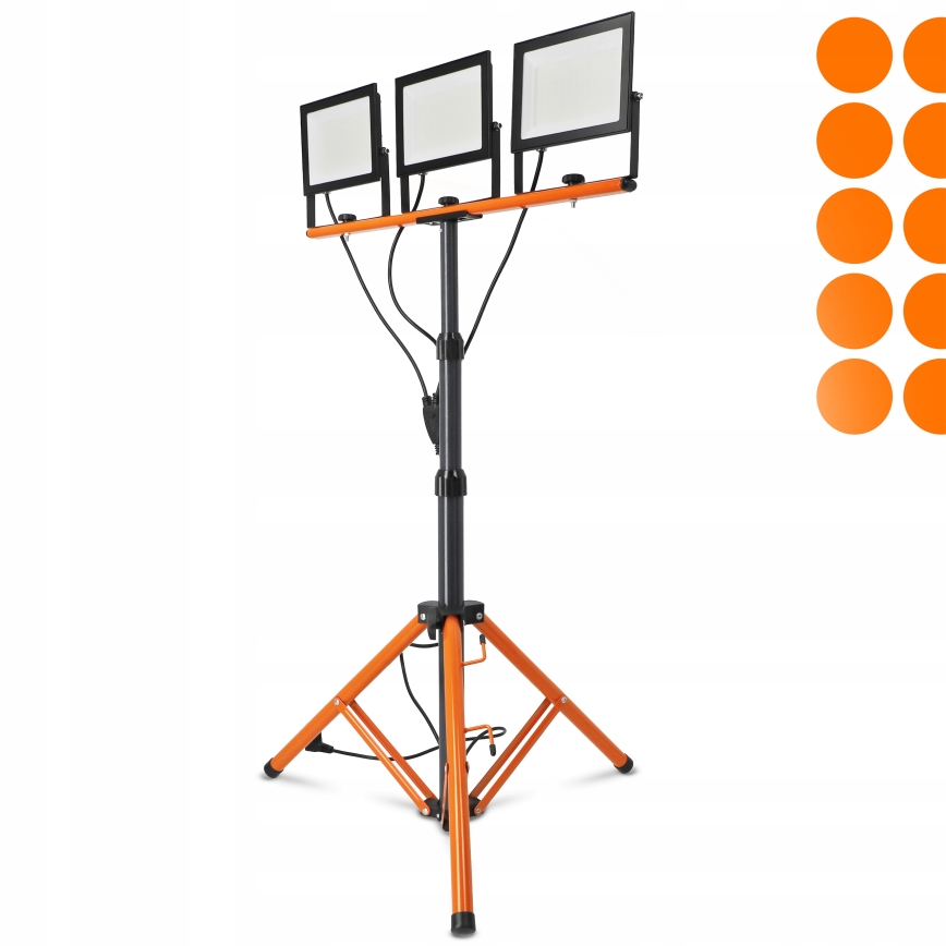 Proyector LED con soporte 3xLED/100W/230V 4500K IP65 negro/naranja