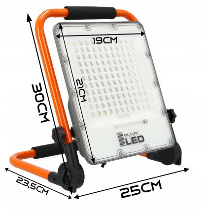 Proyector LED recargable con trípode LED/50W/3,2V 4500K 5000 mAh IP65 naranja