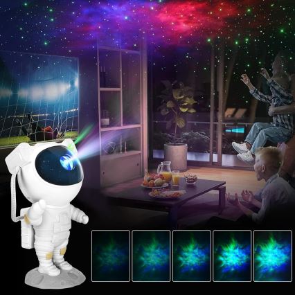 Proyector LED RGB LED/5W/5V astronauta + mando a distancia