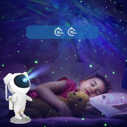 Proyector LED RGB LED/5W/5V astronauta + mando a distancia