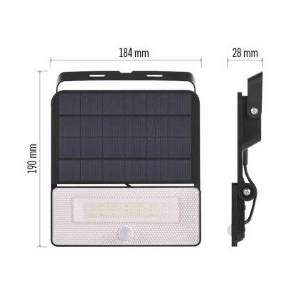 Proyector LED solar con sensor de movimiento LED/3,7V 3600mAh 4000K IP54