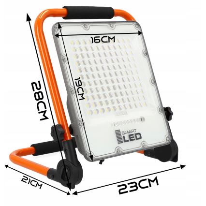 Proyector recargable LED con soporte LED/30W/3,2V 4500K 5000 mAh IP65 naranja