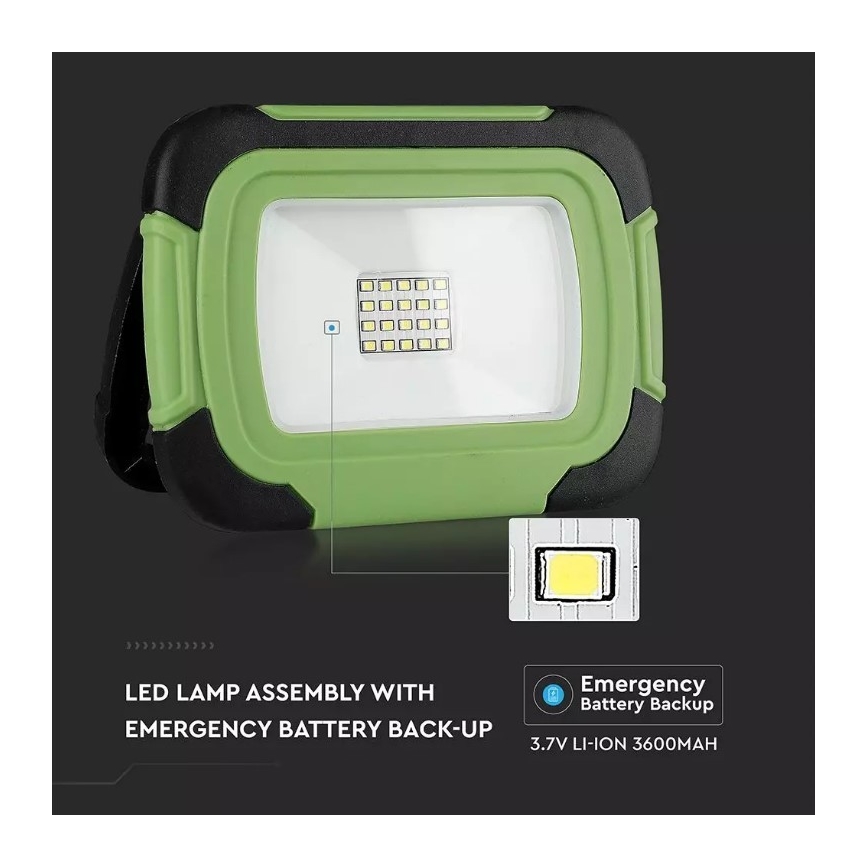 Proyector recargable LED SAMSUNG CHIP LED/10W/3,7V IP44 4000K 3600 mAh verde