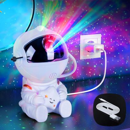 Proyector RGB LED LED/5W/5V astronauta + mando a distancia