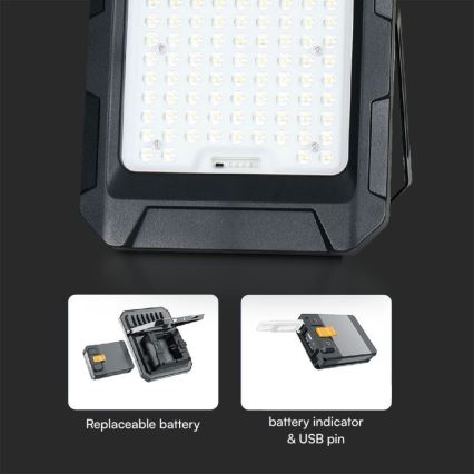 Proyector solar LED/15W/3,7V IP65 4000K 12000 mAh negro + control remoto
