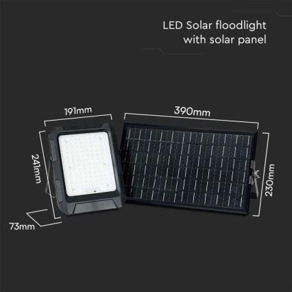 Proyector solar LED/15W/3,7V IP65 4000K 12000 mAh negro + control remoto