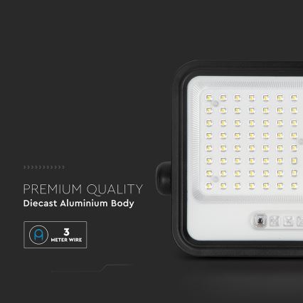 Proyector solar LED regulable LED/200W/3,2V 2000-8000K IP65 10000 mAh negro + mando a distancia