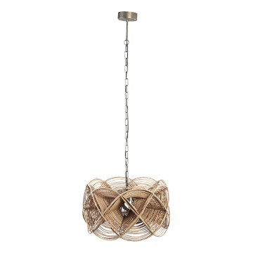 PTMD - Lámpara colgante YENA con cadena 1xE27/40W/230V, diámetro 57 cm, ratán