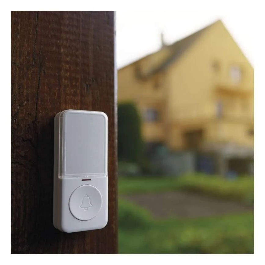 Pulsador inalámbrico para timbre 1xCR2032, blanco