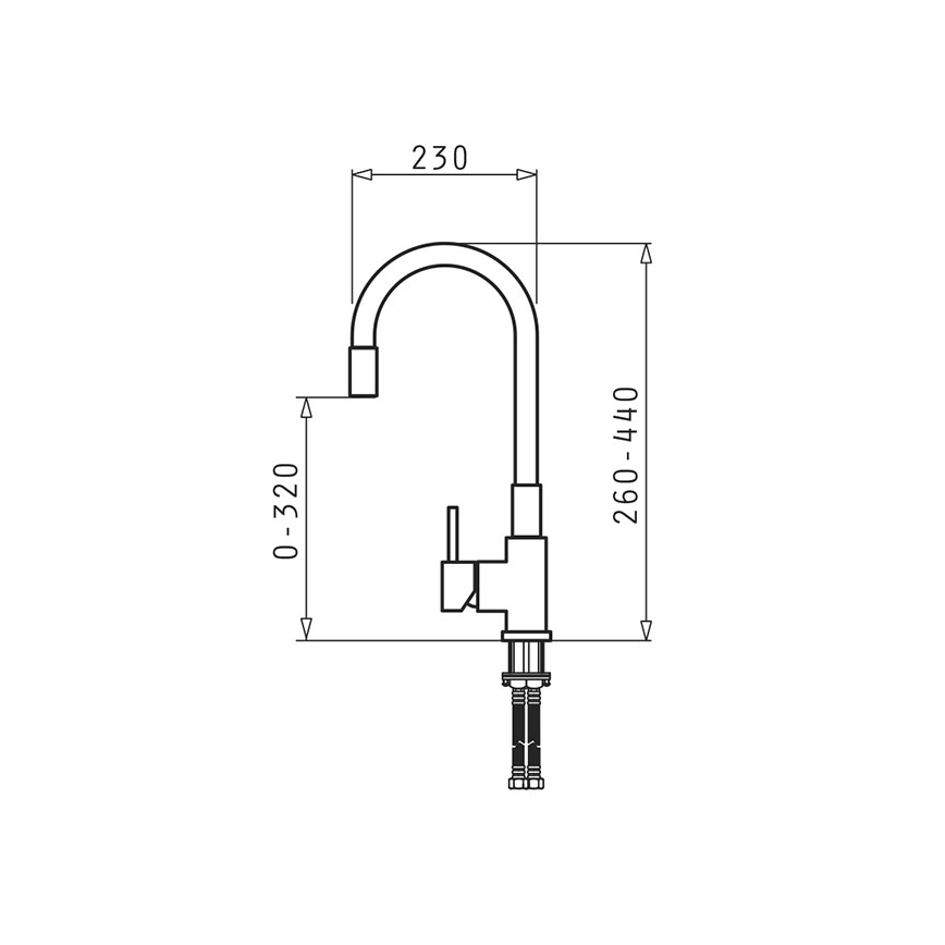 Pyramis 90938101 - Grifo de fregadero con caño flexible FLESSI beige