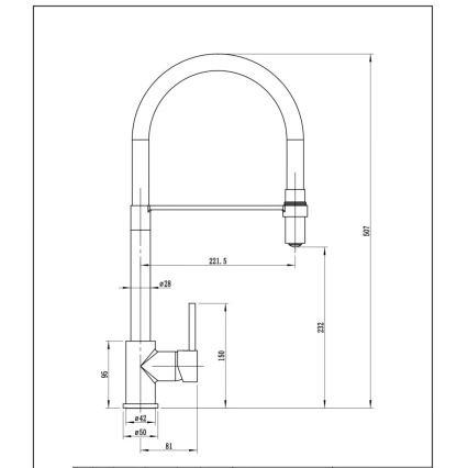 Pyramis 90939801 - Grifo de fregadero con caño flexible SERINA cromo/negro