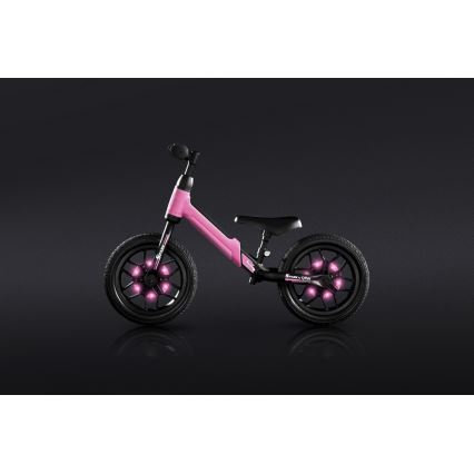 QPlay - Bicicleta de empuje con LED luces con ruedas SPARK rosa