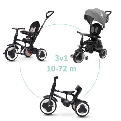 QPlay - Triciclo infantil 3 en 1 RITO EVA PLUS gris